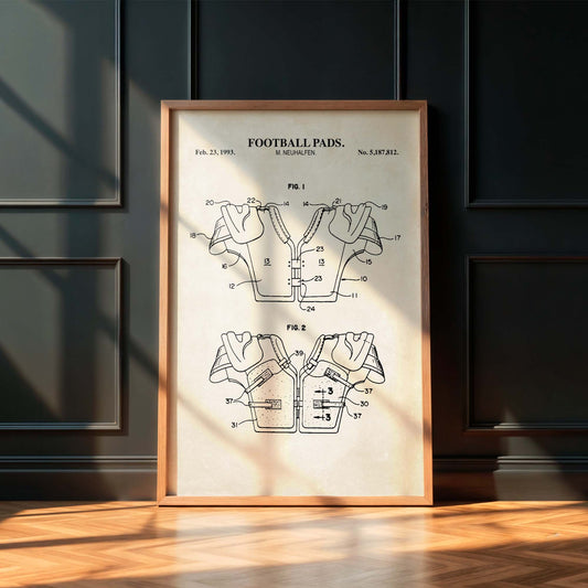 Football Pads Patent Wall Art - PRINTABLE DIGITAL DOWNLOAD