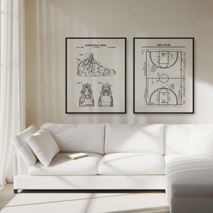 Basketball Patent Wall Art - Set of 2 Physical Prints