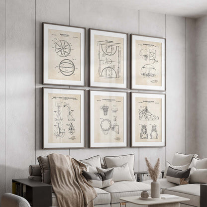 Basketball Patent Print Wall Art - Set of 6 - PRINTABLE DIGITAL DOWNLOAD