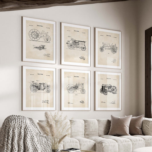 Antique Tractor Patent Print Wall Art - Set of 6 - DIGITAL DOWNLOAD