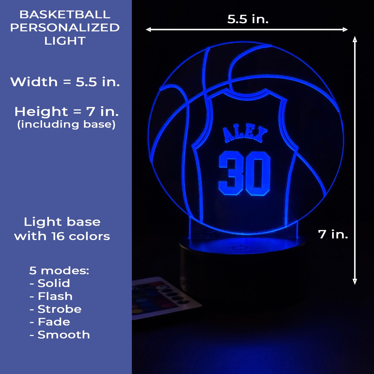 Personalized Basketball Jersey LED Light  - Custom Name & Number
