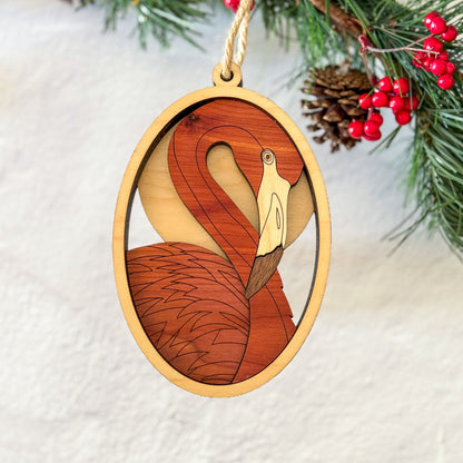 Wood Flamingo Ornament | Handcrafted Coastal Christmas Décor