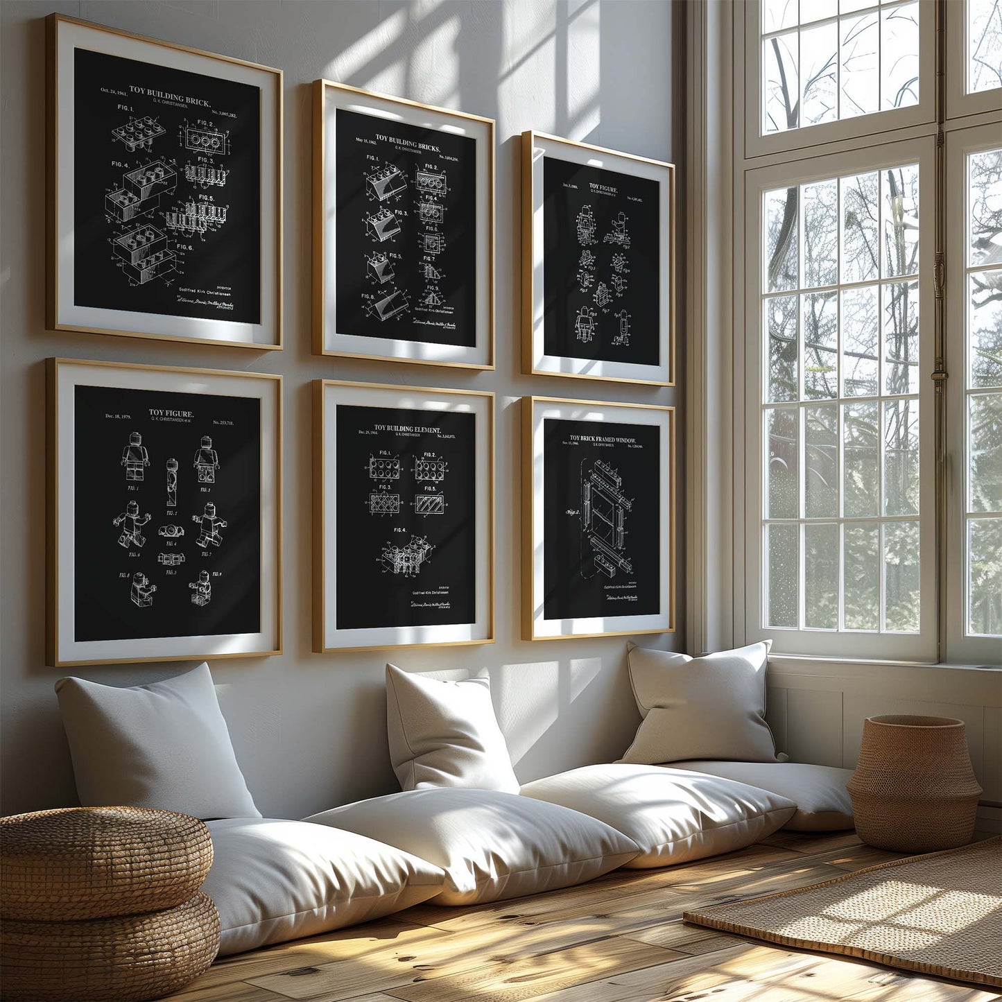 Toy Brick Patent Print Wall Art - Set of 6 - PRINTABLE DIGITAL DOWNLOAD