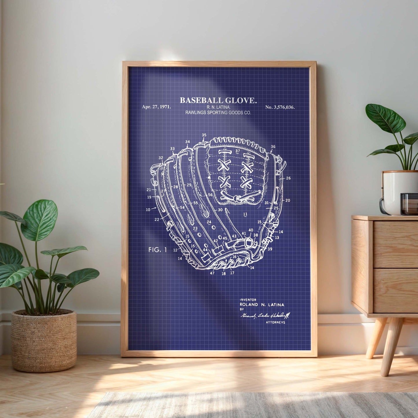 Baseball Glove Patent Wall Art - Ready to Frame Print