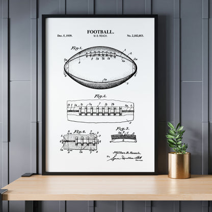 Football Patent Wall Art - Ready to Frame Print