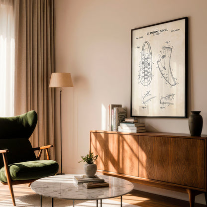 Climbing Shoe Patent Wall Art - Ready to Frame Print