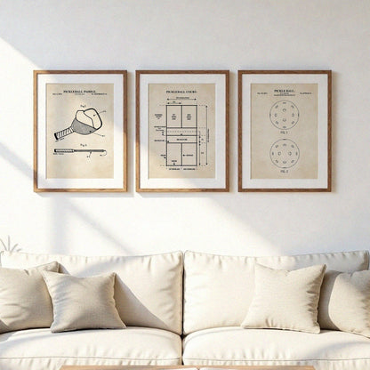 Pickleball Patent Print Wall Art - Set of 3 - PRINTABLE DIGITAL DOWNLOAD