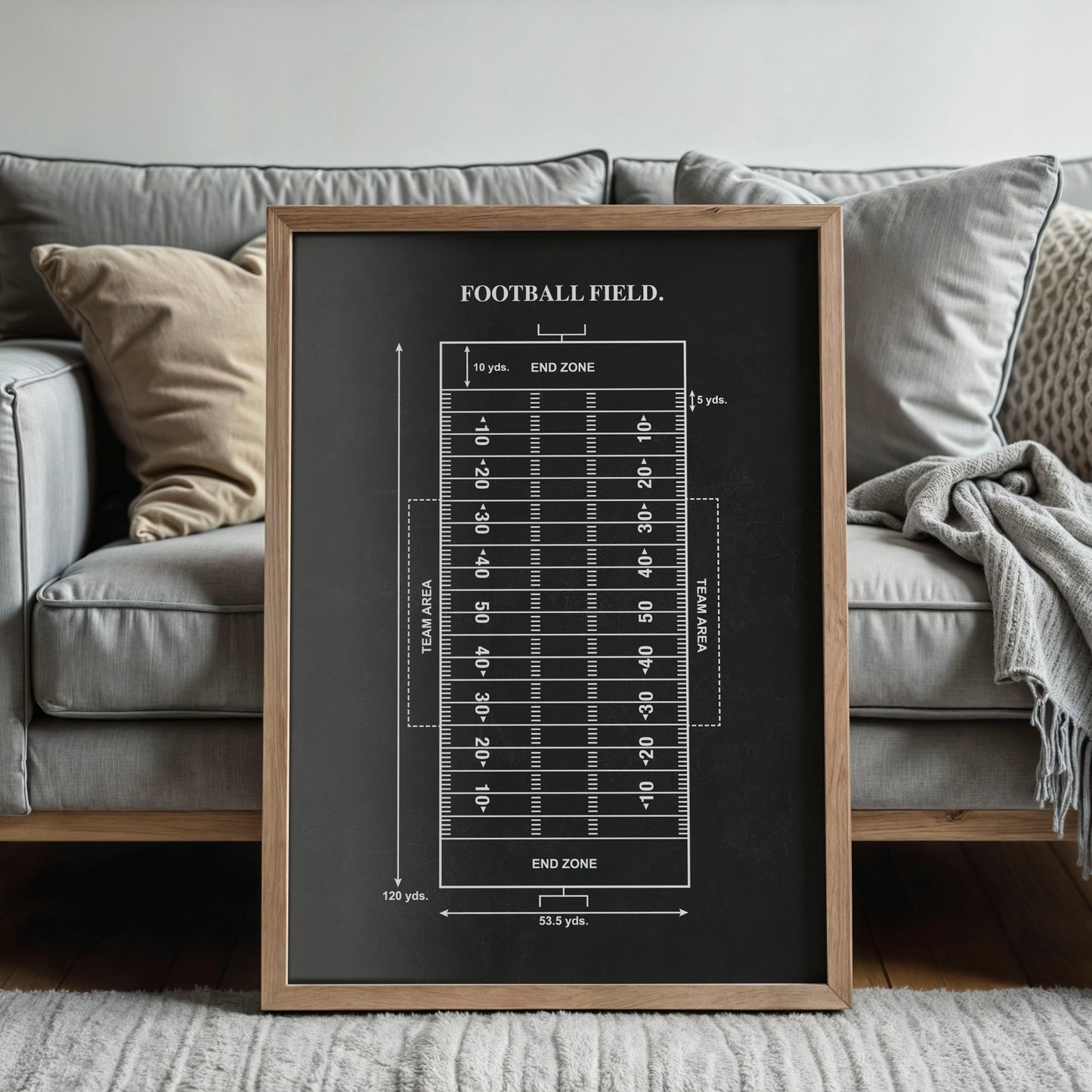 Football Field Diagram Wall Art - Ready to Frame Print