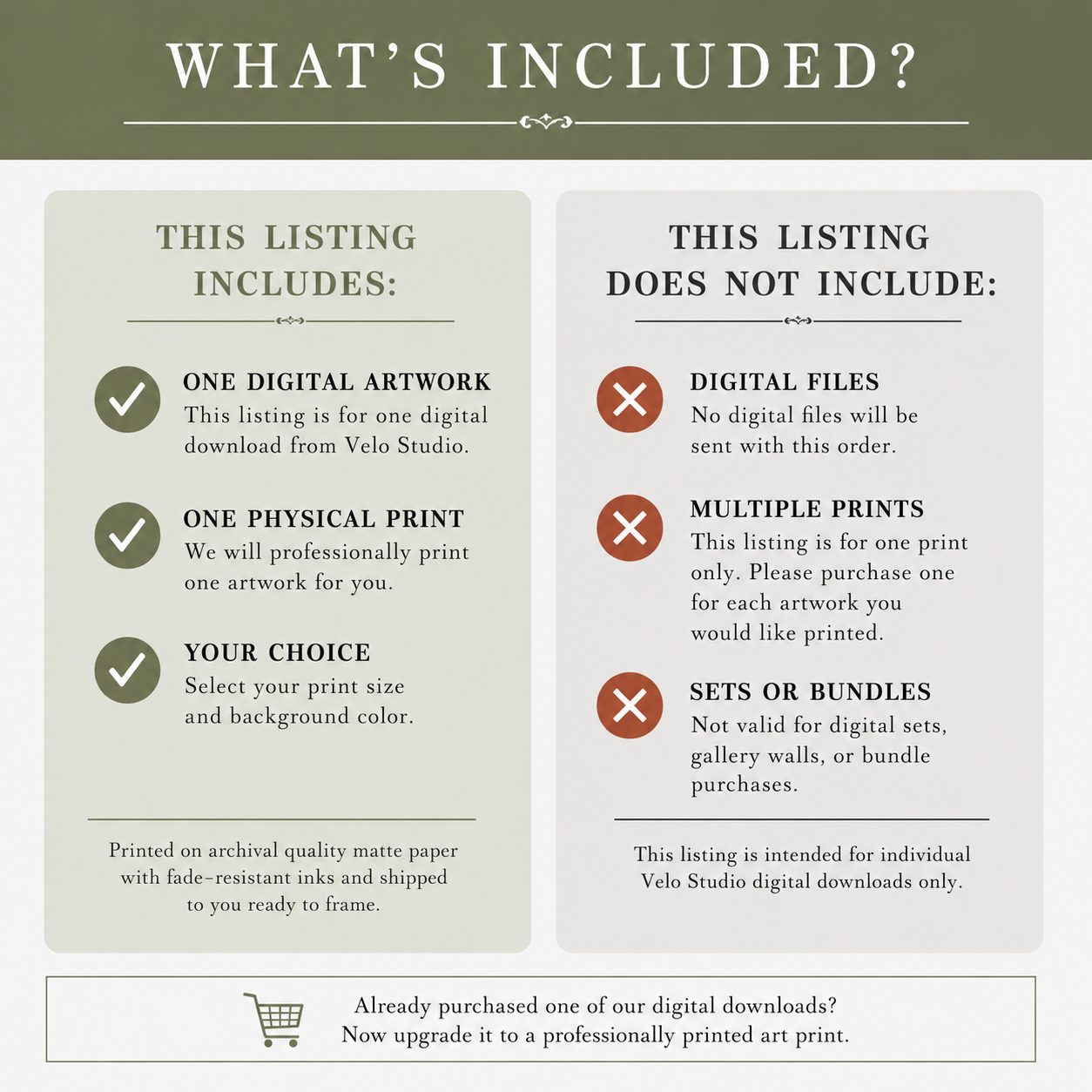 Digital Download Print Upgrade - Upgrade to a Professionally Printed Art Print
