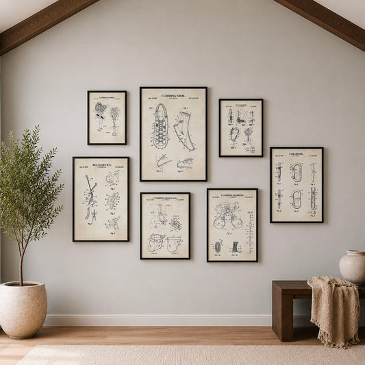 Rock Climbing Wall Art Bundle Set - Climbing Gear Patent Prints - DIGITAL DOWNLOAD