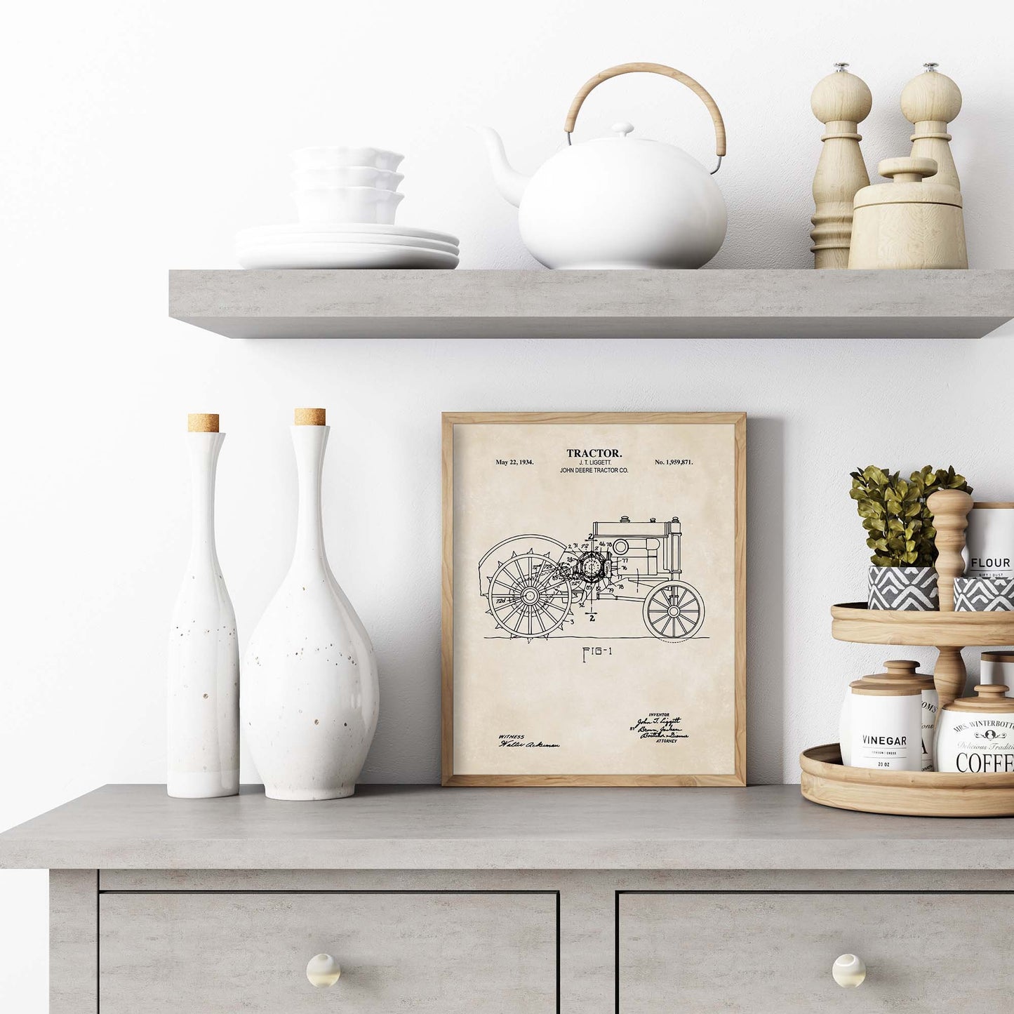 Tractor Wall Art | Antique 1934 Tractor Patent Print | Farm Room Decor | PRINTABLE DIGITAL DOWNLOAD