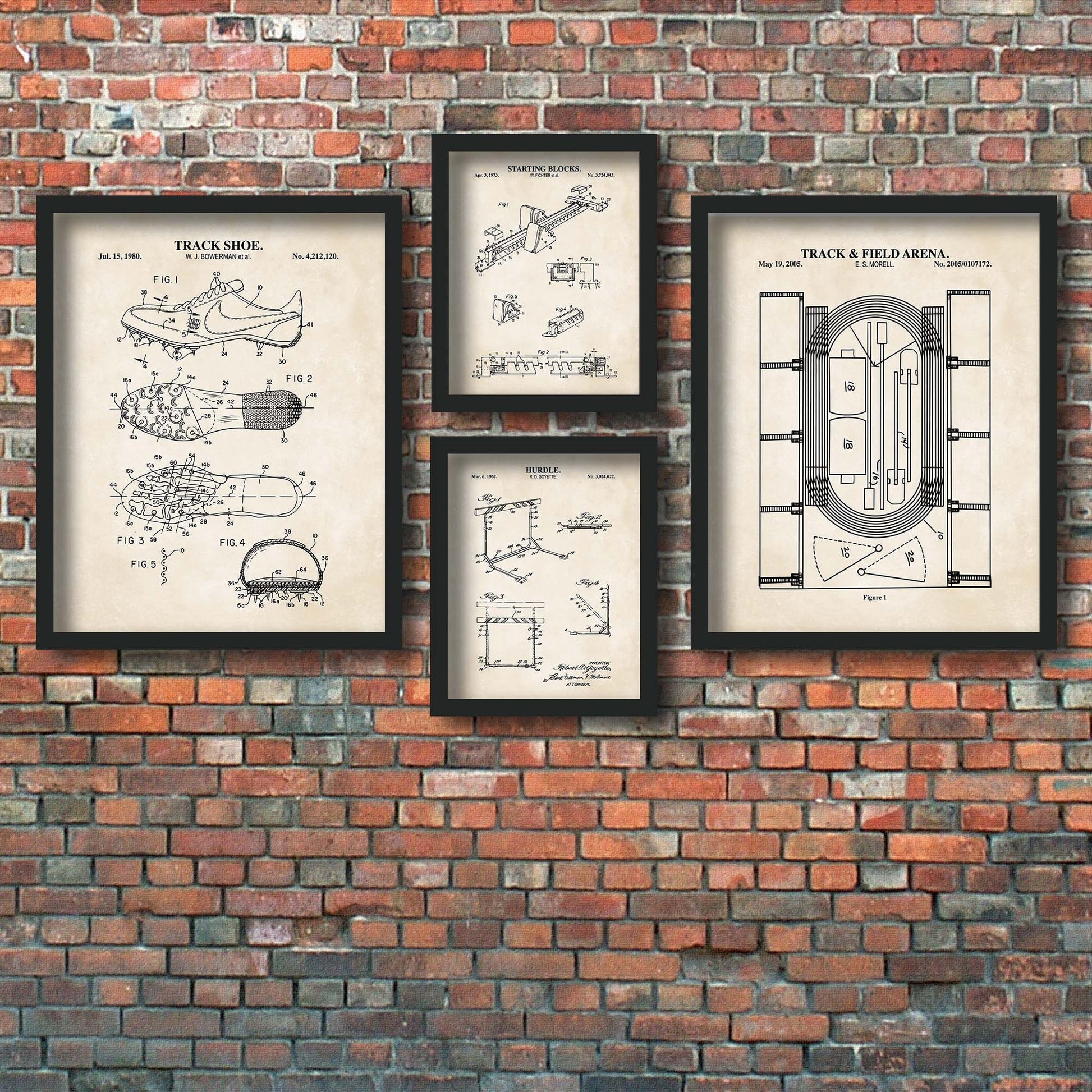 Track and Field Wall Art | Track Diagram, Hurdle, Spikes and Starting Block Patent Prints | Set of 4 Prints | PRINTABLE DIGITAL DOWNLOAD