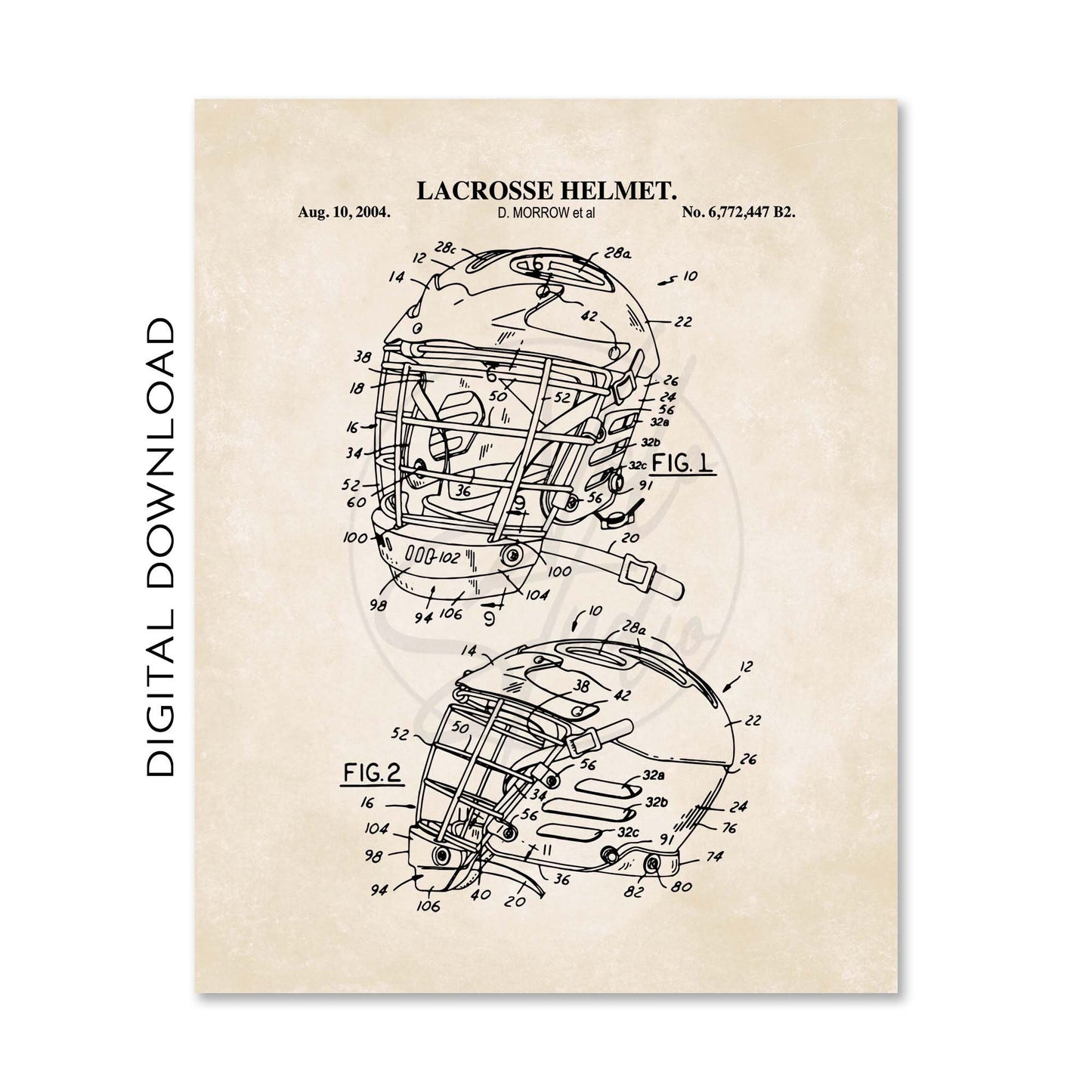 Lacrosse Wall Art | Lacrosse Ball, Stick and Helmet Patent Prints | Set of 3 Prints | Lacrosse Player Gift | PRINTABLE DIGITAL DOWNLOAD