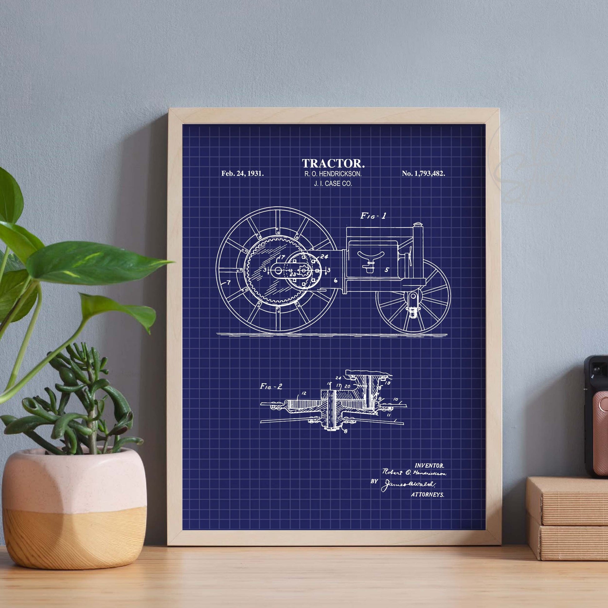 Vintage Tractor Wall Art | Antique 1931 Tractor Patent Print | Large Farmhouse Wall Decor | 1 Unframed Physical Patent Print