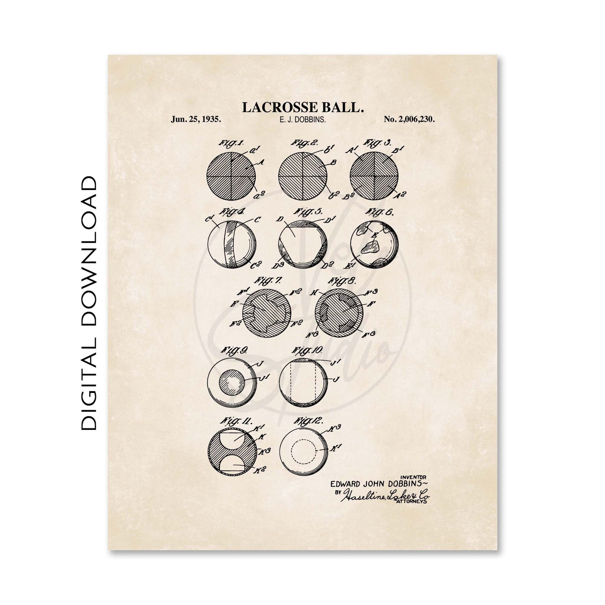 Lacrosse Wall Art | Lacrosse Field Diagram, Lacrosse Ball and Lacrosse Stick Patent Prints | Vintage Background | PRINTABLE DIGITAL DOWNLOAD