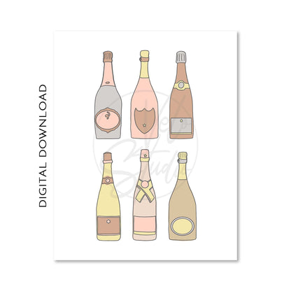 Champagne Wall Art | Bar Cart Prints | Bubbly Gallery Wall Set of 3 | PRINTABLE DIGITAL DOWNLOAD