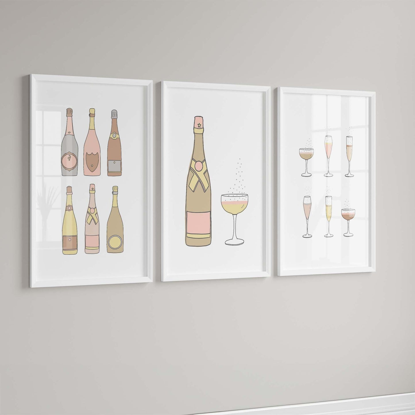 Champagne Wall Art | Bar Cart Prints | Bubbly Gallery Wall Set of 3 | PRINTABLE DIGITAL DOWNLOAD