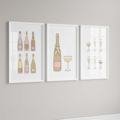 Champagne Wall Art | Bar Cart Prints | Bubbly Gallery Wall Set of 3 | PRINTABLE DIGITAL DOWNLOAD