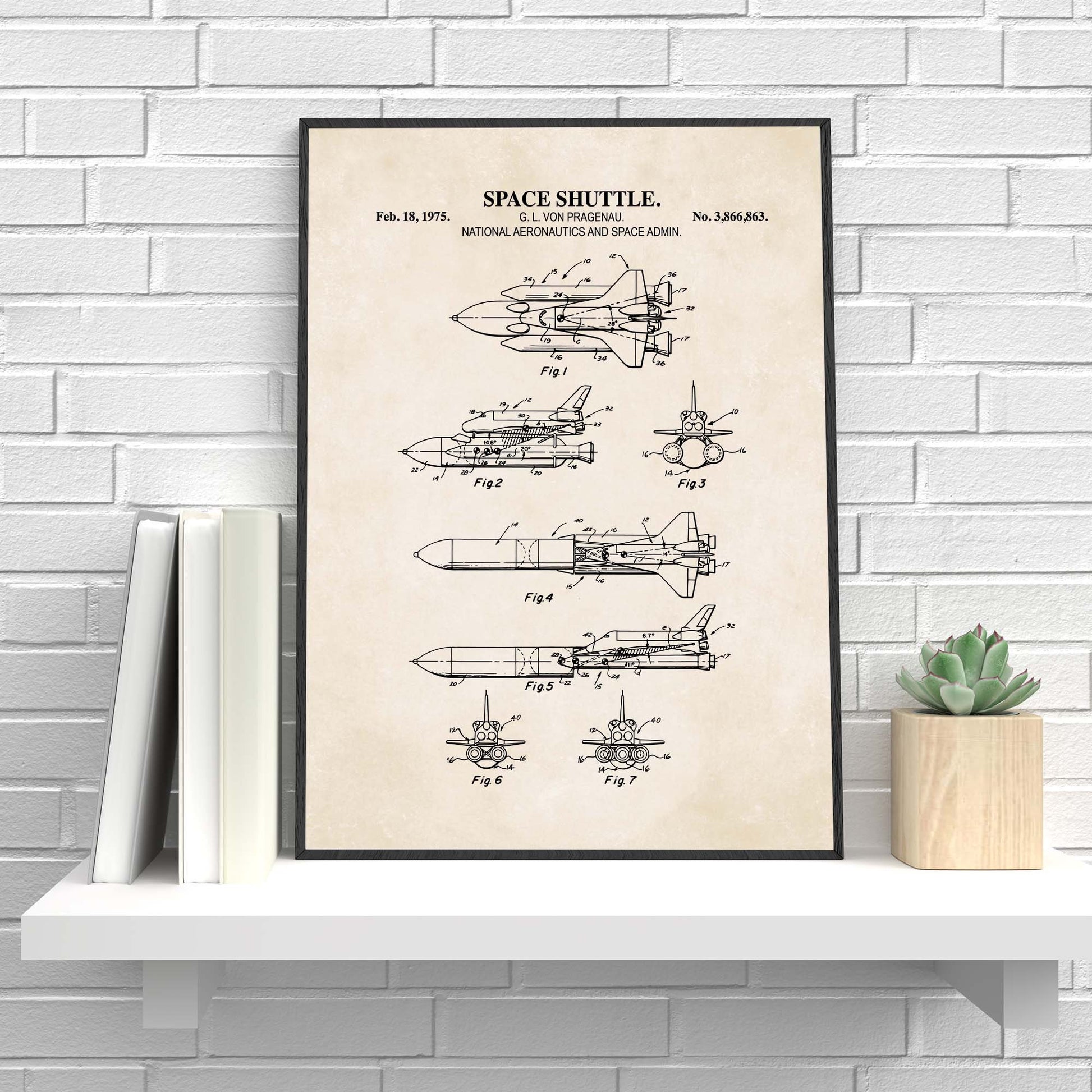 Space Shuttle Patent Print Poster | Space Wall Art | Vintage Space Decor | PRINTABLE DIGITAL DOWNLOAD