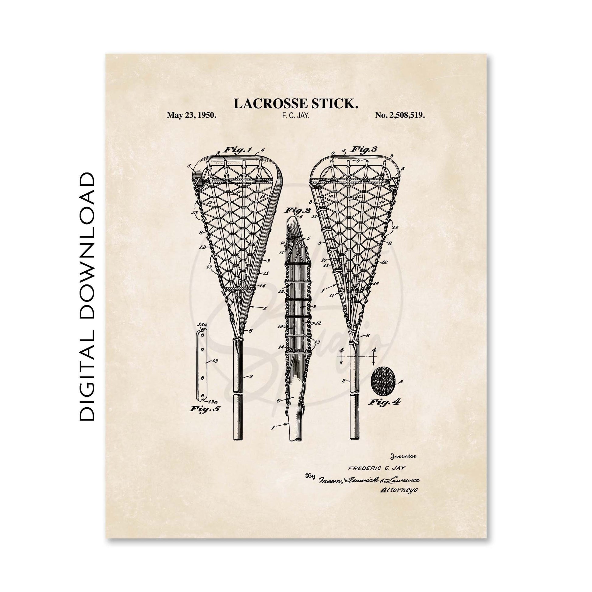 Lacrosse Wall Art | Lacrosse Field Diagram, Lacrosse Ball and Lacrosse Stick Patent Prints | Vintage Background | PRINTABLE DIGITAL DOWNLOAD