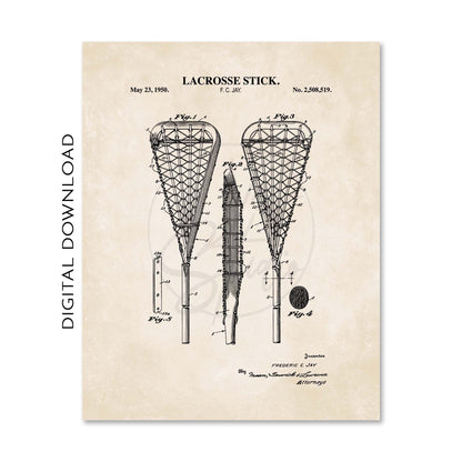 Lacrosse Wall Art | Lacrosse Field Diagram, Lacrosse Ball and Lacrosse Stick Patent Prints | Vintage Background | PRINTABLE DIGITAL DOWNLOAD