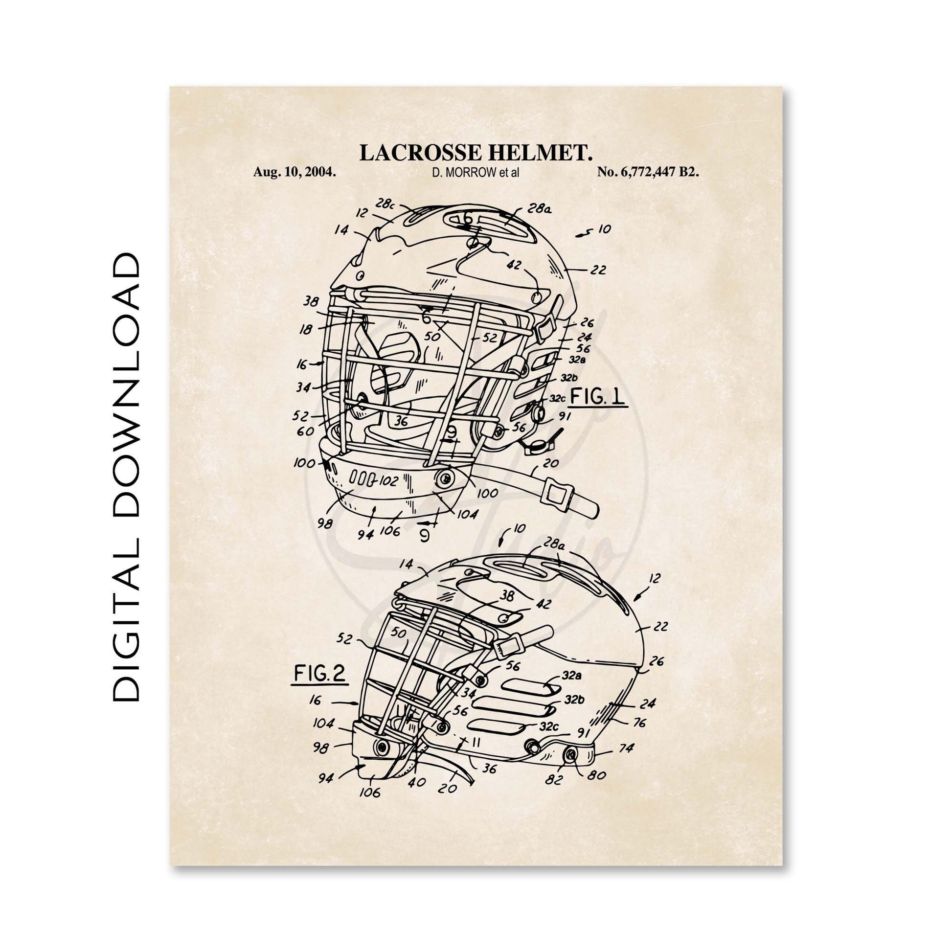 Lacrosse Wall Art | Lacrosse Stick, Ball, Lacrosse Field & Helmet Patent Prints | Gallery Wall Set of 4 | PRINTABLE DIGITAL DOWNLOAD