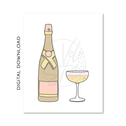 Champagne Wall Art | Bar Cart Prints | Bubbly Gallery Wall Set of 3 | PRINTABLE DIGITAL DOWNLOAD