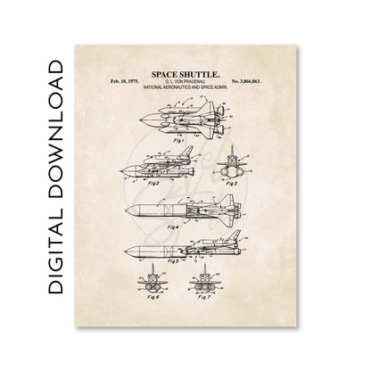 Space Shuttle Patent Print Poster | Space Wall Art | Vintage Space Decor | PRINTABLE DIGITAL DOWNLOAD