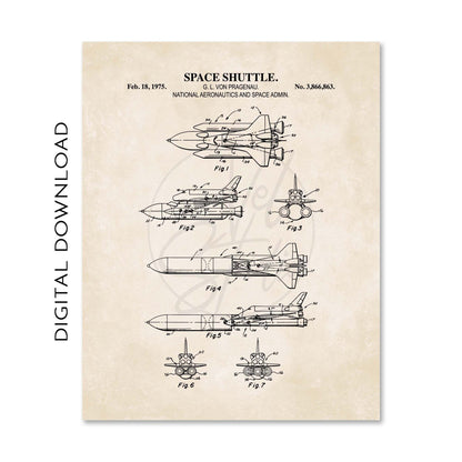 Space Patent Print Wall Art | Space Shuttle, Space Capsule, Space Suit and Rocket Patent Art | Astronaut Decor | PRINTABLE DIGITAL DOWNLOAD