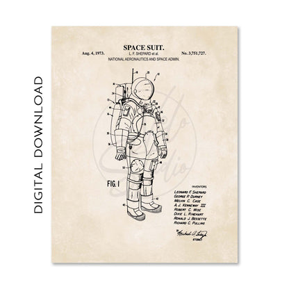 Space Patent Print Wall Art | Space Shuttle, Space Capsule, Space Suit and Rocket Patent Art | Astronaut Decor | PRINTABLE DIGITAL DOWNLOAD