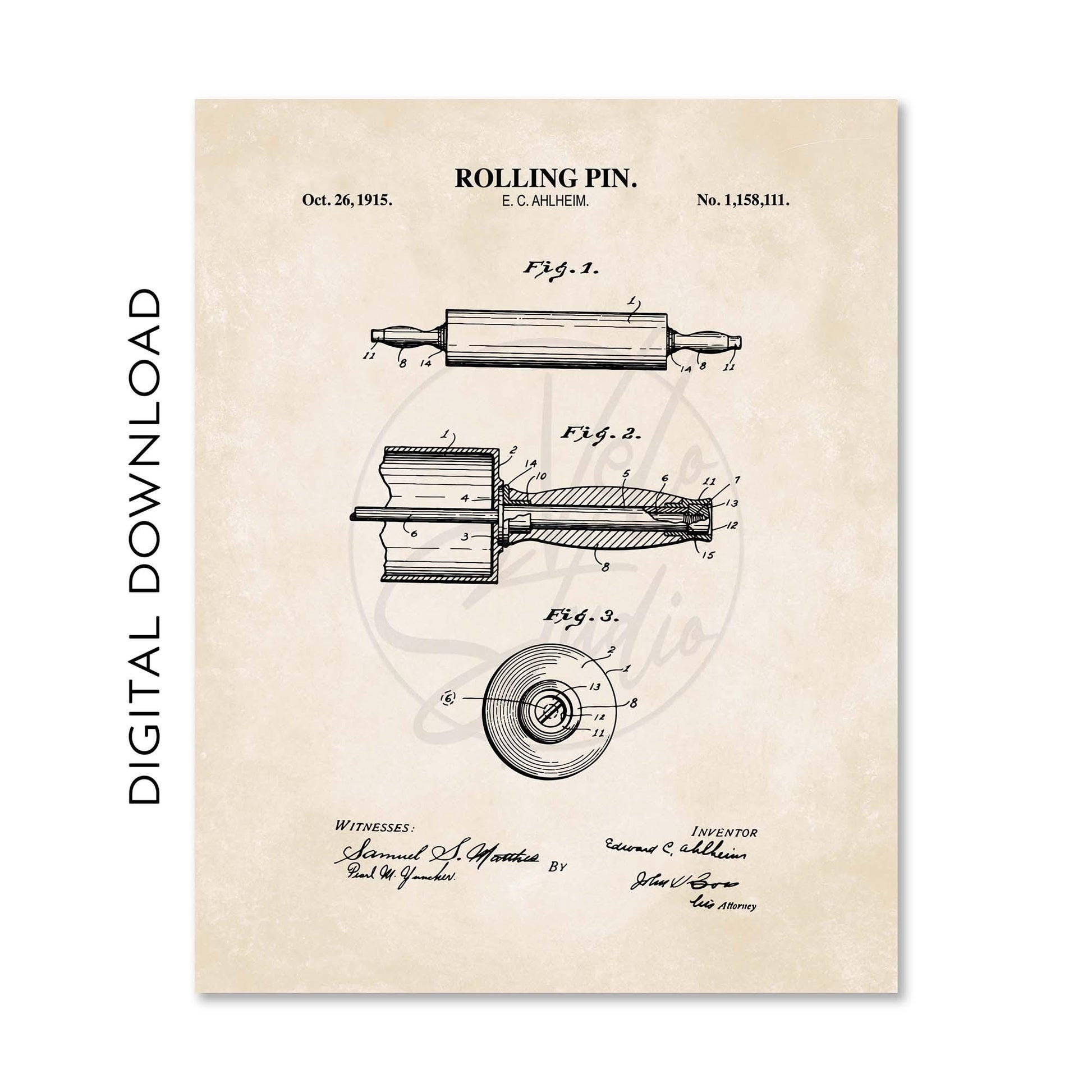 Vintage Kitchen Baking Wall Art | Rolling Pin, Measuring Cups, Measuring Spoons and Stand Mixer Patent Prints | PRINTABLE DIGITAL DOWNLOAD