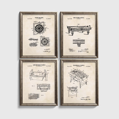 Bar Game Patent Wall Art Set | Classic Game Patent Prints | Home Bar Decor | Game Room Prints | Unframed Set of 4 Physical Prints
