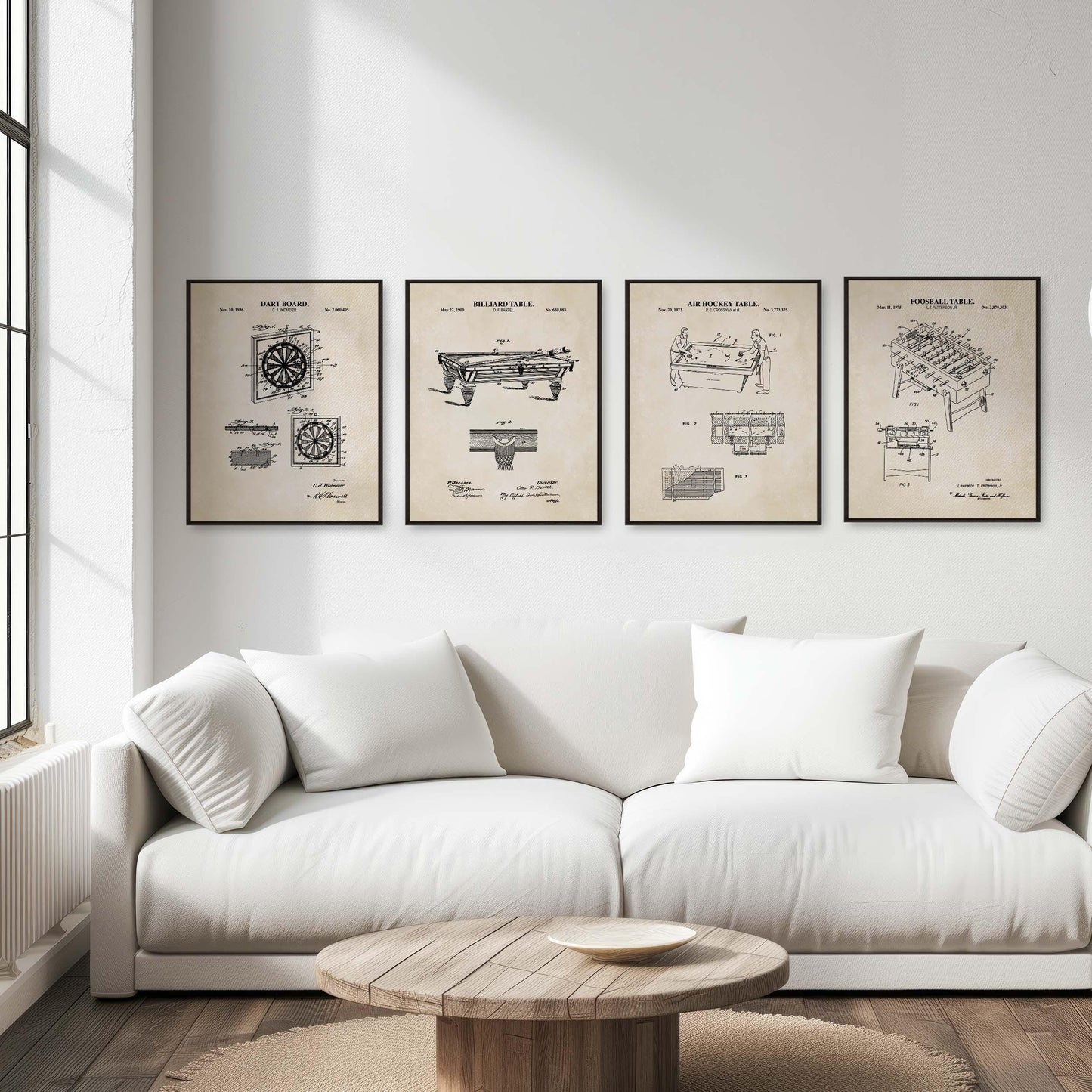 Bar Game Patent Wall Art Set | Classic Game Patent Prints | Home Bar Decor | Game Room Prints | Unframed Set of 4 Physical Prints