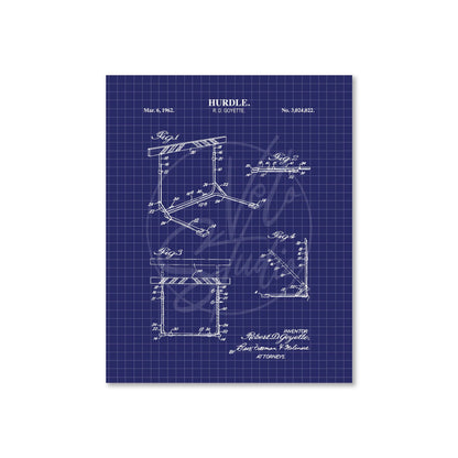 Track Hurdle Patent Wall Art | Vintage Track and Field Running Patent Prints | Unframed Physical Print Poster