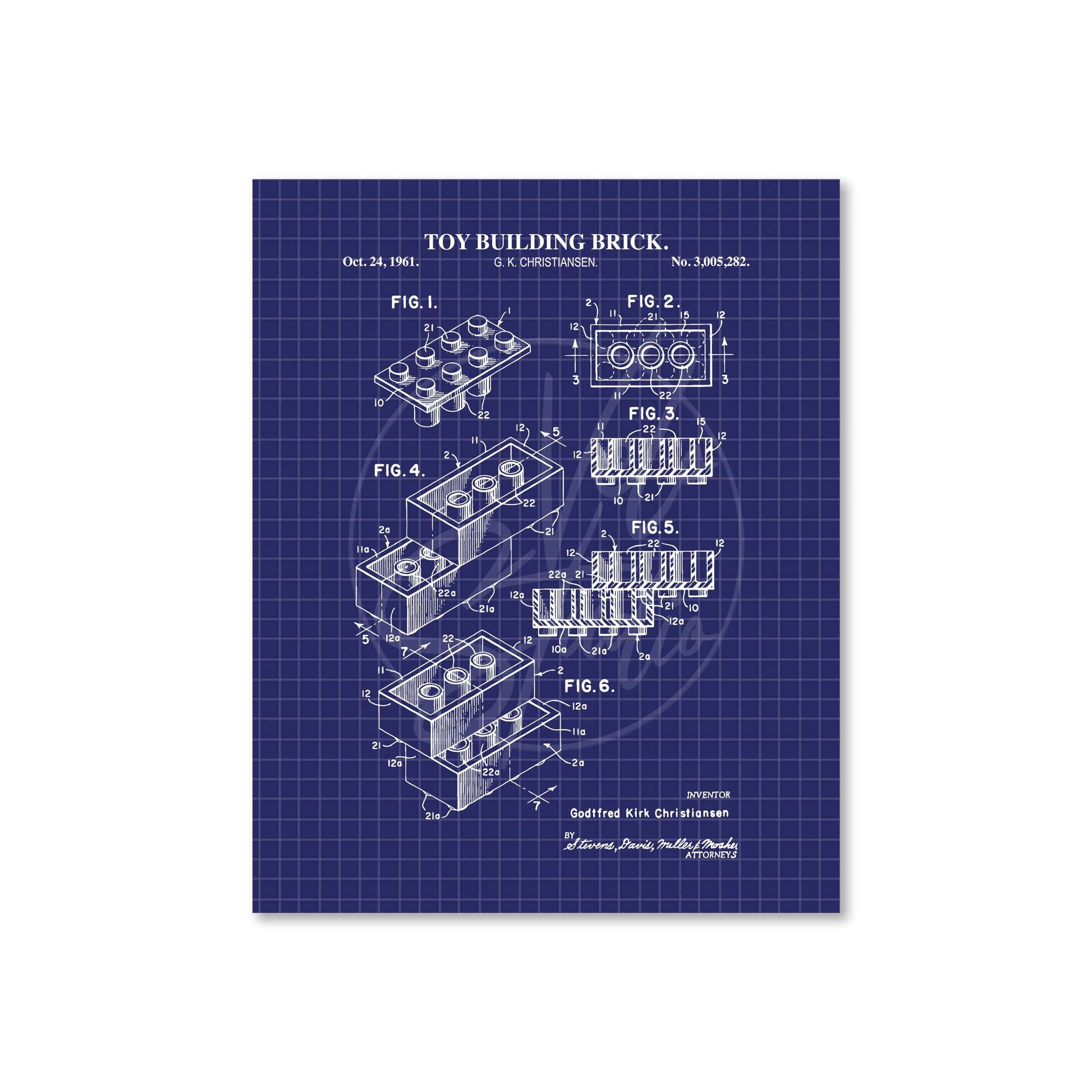 Toy Brick Patent Print Wall Art | Classic Toy Playroom Wall Decor | Unframed Physical Patent Print
