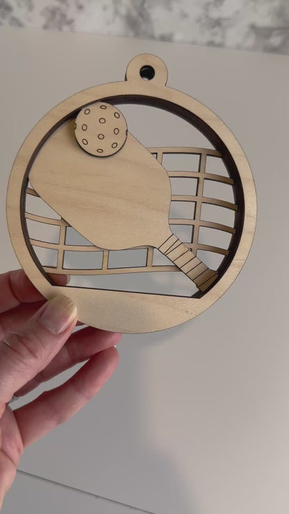 Pickleball Ornament SVG | Personalized Layered Laser Cut File