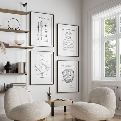 Baseball Patent Print Wall Art - Set of 4 - DIGITAL DOWNLOAD